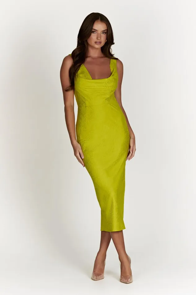 Meshki Midi Dresses Fallon Cowl Midi Dress 8211 Chartreuse Chartreuse 8211 Women Meshki Midi Dresses Fallon Cowl Midi Dress 8211 Chartreuse Chartreuse 8211 Women
