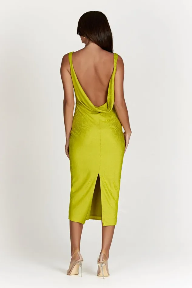 Meshki Midi Dresses Fallon Cowl Midi Dress 8211 Chartreuse Chartreuse 8211 Women Meshki Midi Dresses Fallon Cowl Midi Dress 8211 Chartreuse Chartreuse 8211 Women