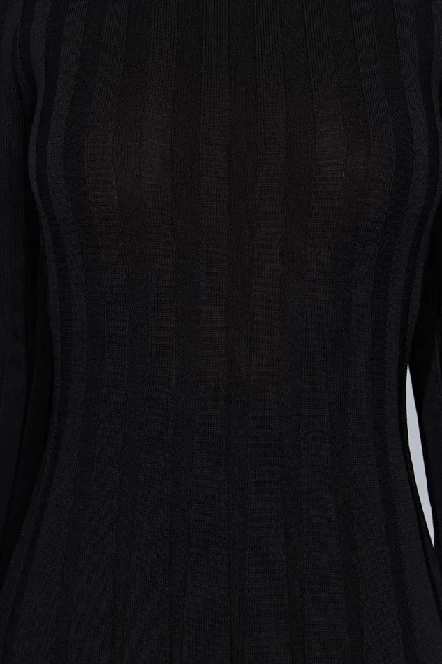 Meshki Midi Dresses Juniper Flare Sleeve Knit Midi Dress 8211 Black Black 8211 Women