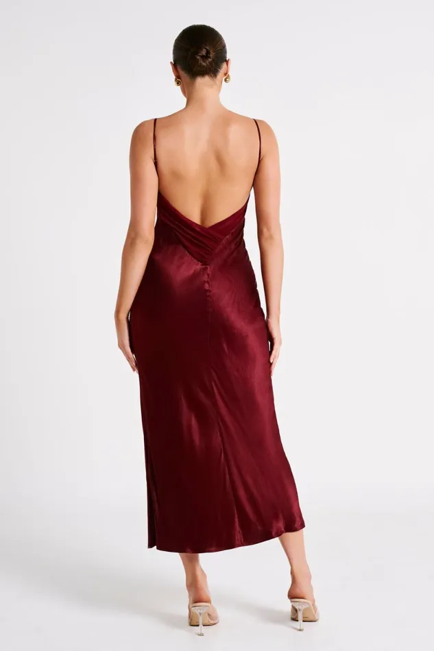Meshki Midi Dresses Kiko Satin Chiffon Midi Dress 8211 Berry Berry 8211 Women