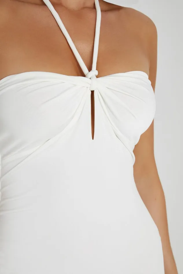 Meshki Midi Dresses Krissy Midi Twist Halter Jersey Dress 8211 White White 8211 Women