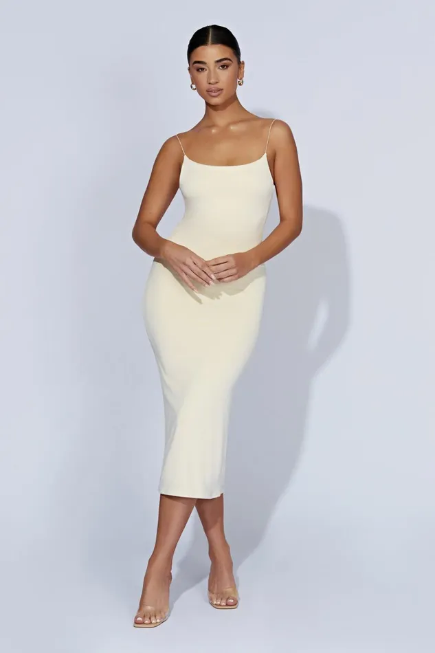 Meshki Midi Dresses Lexia Scoop Low Neck Midi Dress 8211 Cream Cream 8211 Women
