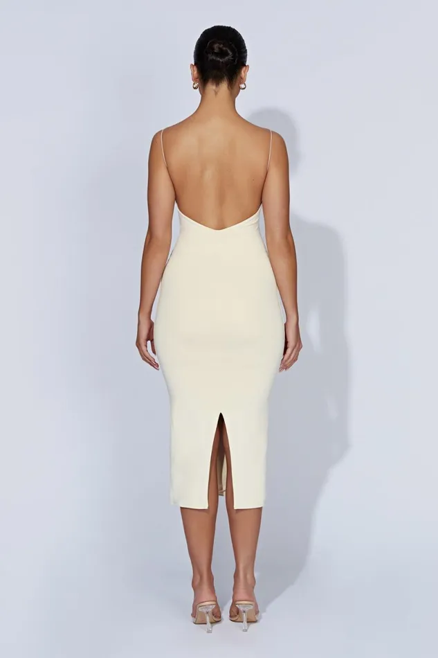Meshki Midi Dresses Lexia Scoop Low Neck Midi Dress 8211 Cream Cream 8211 Women