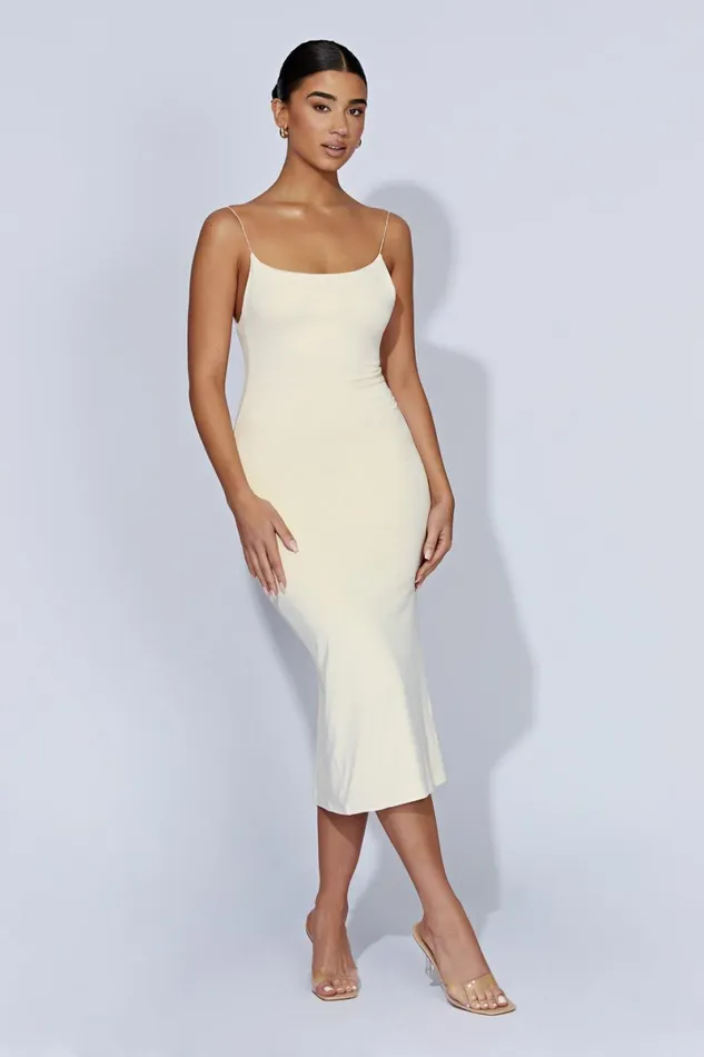 Meshki Midi Dresses Lexia Scoop Low Neck Midi Dress 8211 Cream Cream 8211 Women