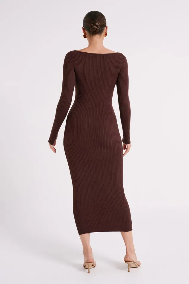 Meshki Midi Dresses Nina Long Sleeve Knit Midi Dress 8211 Chocolate Chocolate 8211 Women