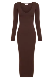Meshki Midi Dresses Nina Long Sleeve Knit Midi Dress 8211 Chocolate Chocolate 8211 Women