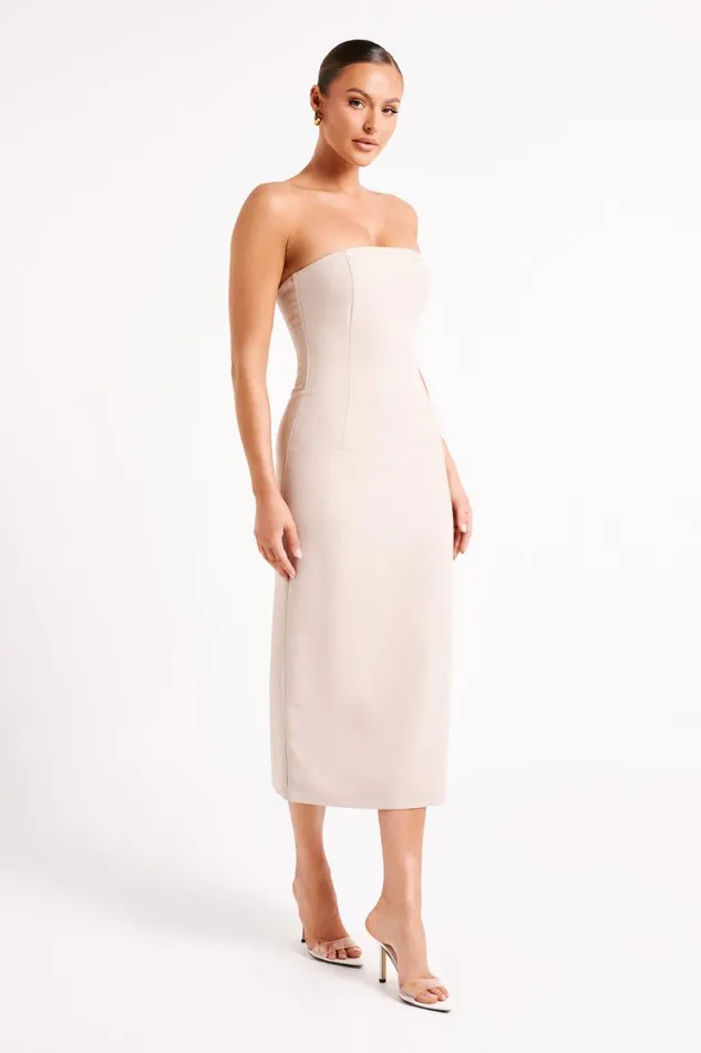 Meshki Midi Dresses Sable Textured Midi Dress 8211 Natural Natural 8211 Women