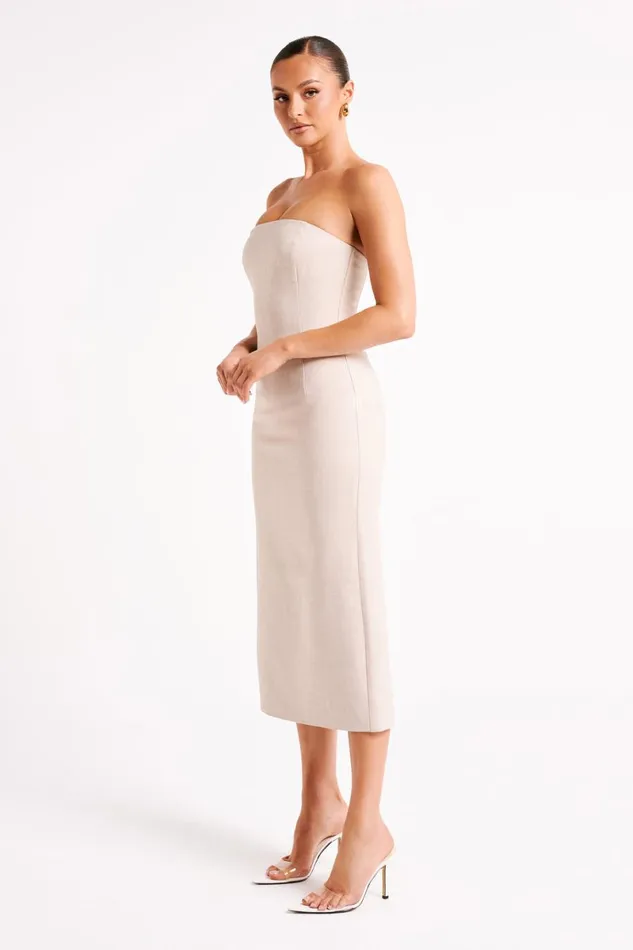 Meshki Midi Dresses Sable Textured Midi Dress 8211 Natural Natural 8211 Women