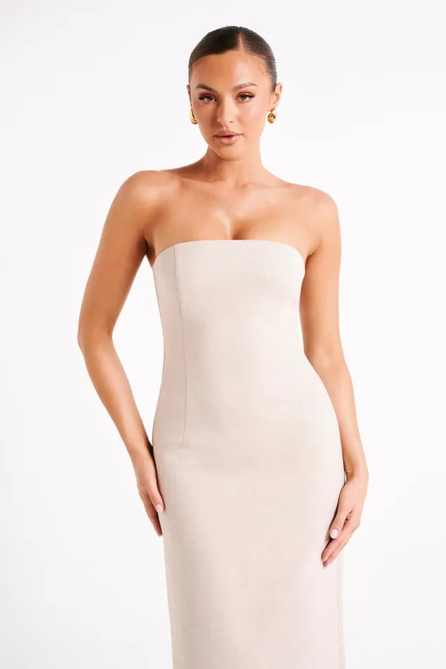 Meshki Midi Dresses Sable Textured Midi Dress 8211 Natural Natural 8211 Women