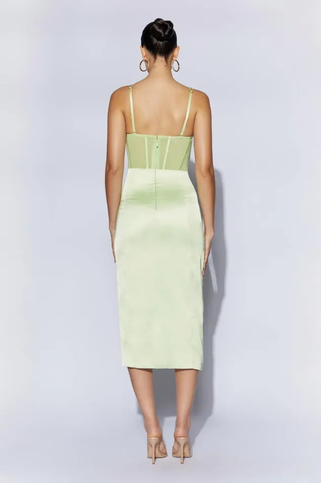 Meshki Midi Dresses Talisa Chain Strap Side Split Corset Midi Dress 8211 Pistachio Green Pistachiogreen 8211 Women Meshki Midi Dresses Talisa Chain Strap Side Split Corset Midi Dress 8211 Pistachio Green Pistachiogreen 8211 Women