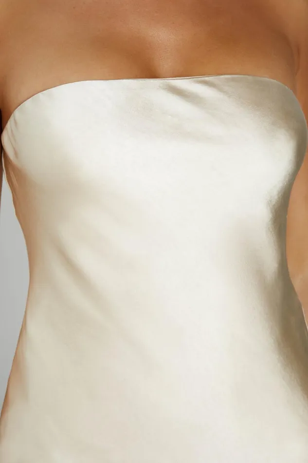 Meshki Midi Dresses Tyler Strapless Satin Midi Dress 8211 Gold Gold 8211 Women