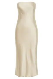Meshki Midi Dresses Tyler Strapless Satin Midi Dress 8211 Gold Gold 8211 Women