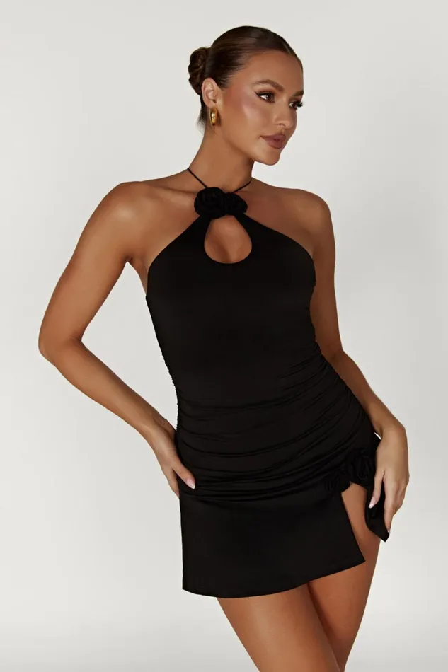 Meshki Mini Dresses Adeline Rose Halter Mini Dress 8211 Black Black 8211 Women