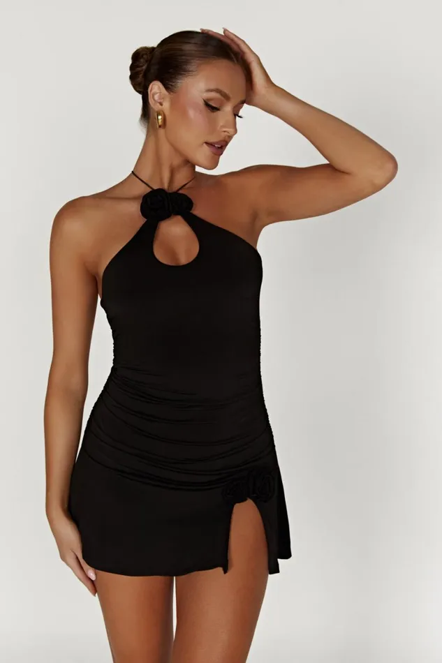 Meshki Mini Dresses Adeline Rose Halter Mini Dress 8211 Black Black 8211 Women