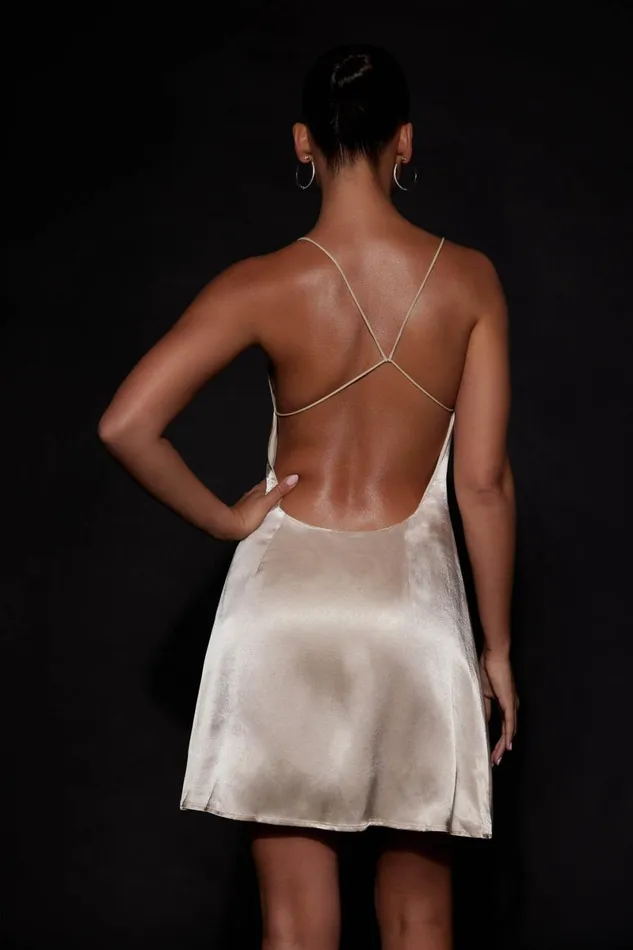 Meshki Mini Dresses Briah Diamante Rope Mini Dress 8211 Champagne Champagne 8211 Women Meshki Mini Dresses Briah Diamante Rope Mini Dress 8211 Champagne Champagne 8211 Women