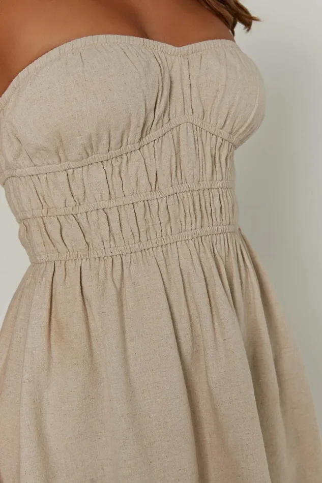 Meshki Mini Dresses Eloise Strapless Linen Mini Dress 8211 Natural Natural 8211 Women
