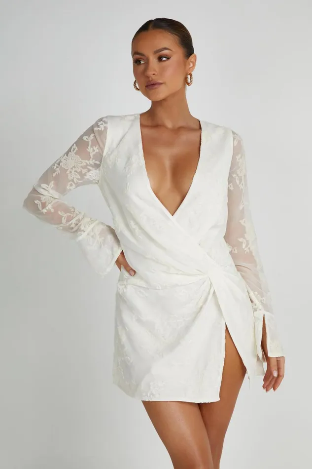 Meshki Mini Dresses Emory Burnout Velvet Dress 8211 White White 8211 Women