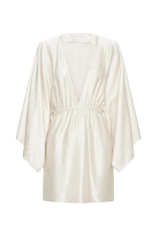 Meshki Mini Dresses Esmerlda Pleated Kimono Mini Dress 8211 Ivory Ivory 8211 Women