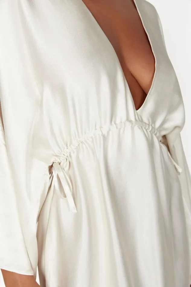 Meshki Mini Dresses Esmerlda Pleated Kimono Mini Dress 8211 Ivory Ivory 8211 Women