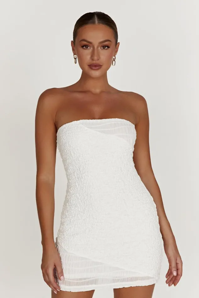 Meshki Mini Dresses Gemina Textured Strapless Mini Dress 8211 White White 8211 Women