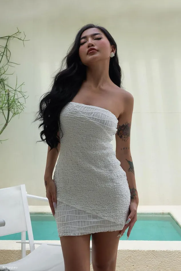 Meshki Mini Dresses Gemina Textured Strapless Mini Dress 8211 White White 8211 Women