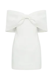 Meshki Mini Dresses Gwyneth Off Shoulder Bow Mini Dress 8211 White White 8211 Women