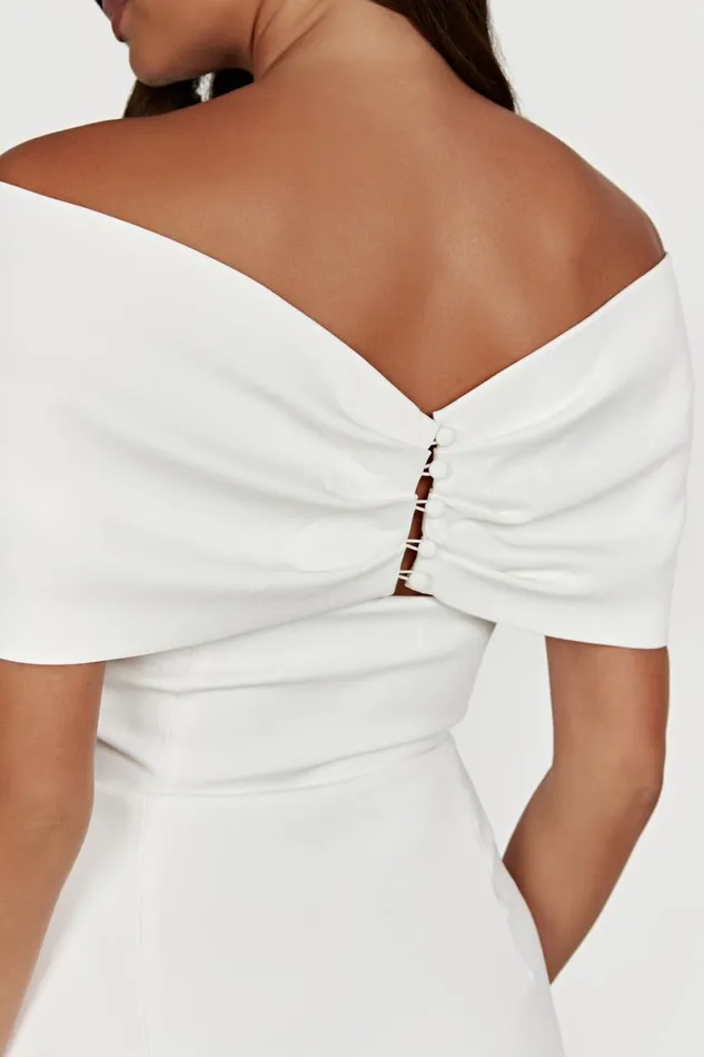 Meshki Mini Dresses Gwyneth Off Shoulder Bow Mini Dress 8211 White White 8211 Women