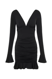 Meshki Mini Dresses Leanne Jersey Gathered Mini Dress 8211 Black Black 8211 Women