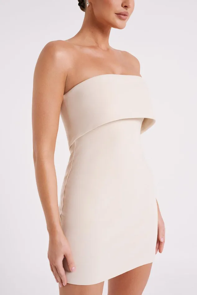 Meshki Mini Dresses Mariska Strapless Crepe Mini Dress 8211 Cream Cream 8211 Women