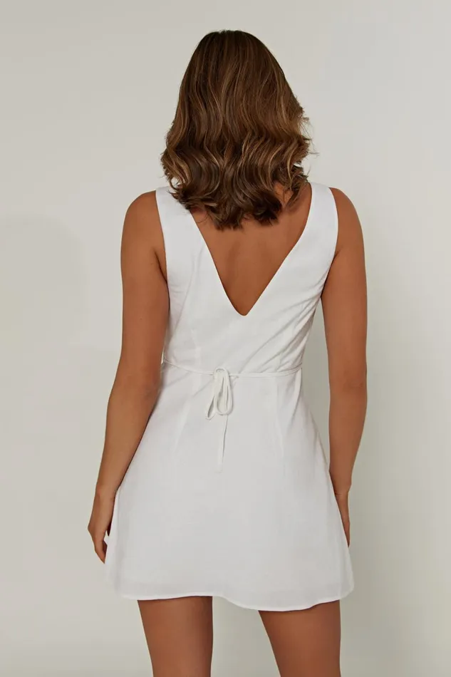 Meshki Mini Dresses Nessa Linen Mini Dress 8211 White White 8211 Women
