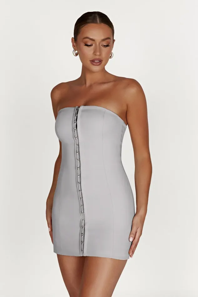 Meshki Mini Dresses Ornella Hook And Eye Mini Dress 8211 Grey Grey 8211 Women