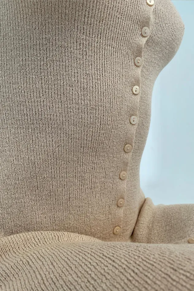 Meshki Mini Dresses Paula Buttoned Knit Mini Dress 8211 Wheat Wheat 8211 Women Meshki Mini Dresses Paula Buttoned Knit Mini Dress 8211 Wheat Wheat 8211 Women