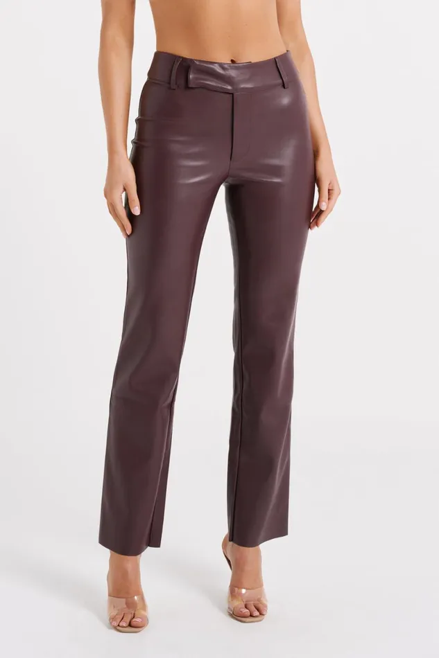 Meshki Pants Laurette Faux Leather Straight Leg Pant 8211 Dark Chocolate Darkchocolate 8211 Women