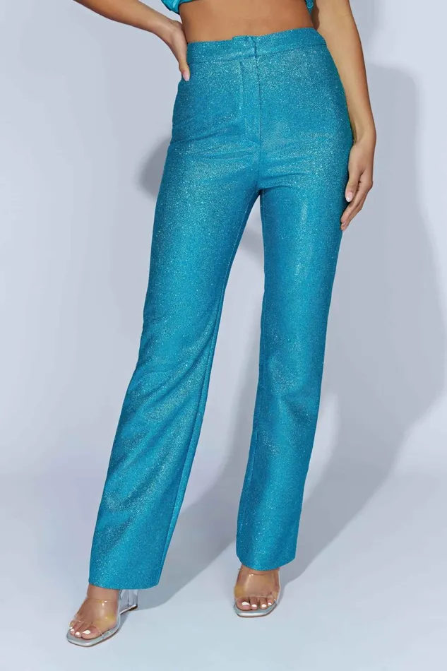 Meshki Pants Lisette Straight Leg Shimmer Pants 8211 Aquamarine Aquamarine 8211 Women