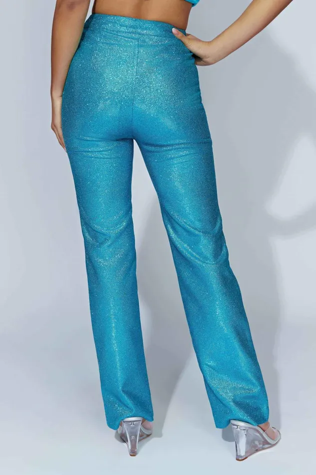 Meshki Pants Lisette Straight Leg Shimmer Pants 8211 Aquamarine Aquamarine 8211 Women