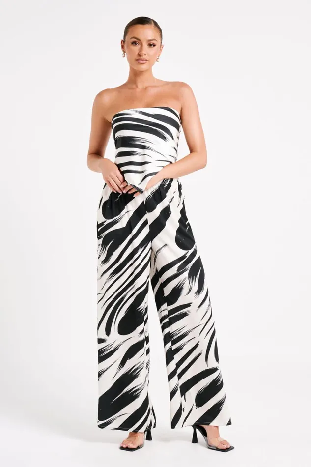 Meshki Pants Marciela Printed Satin Straight Leg Pant 8211 Abstract Print Abstract Print 8211 Women Meshki Pants Marciela Printed Satin Straight Leg Pant 8211 Abstract Print Abstract Print 8211 Women