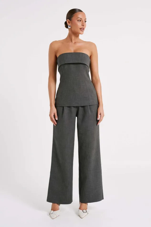 Meshki Pants Natalie Textured Wide Leg Pant 8211 Charcoal Charcoal 8211 Women