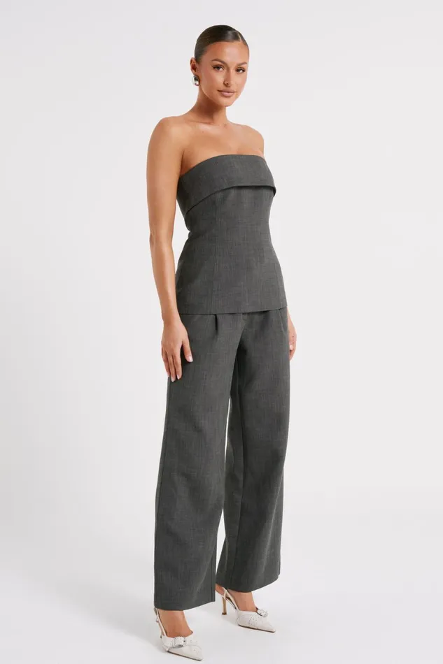 Meshki Pants Natalie Textured Wide Leg Pant 8211 Charcoal Charcoal 8211 Women