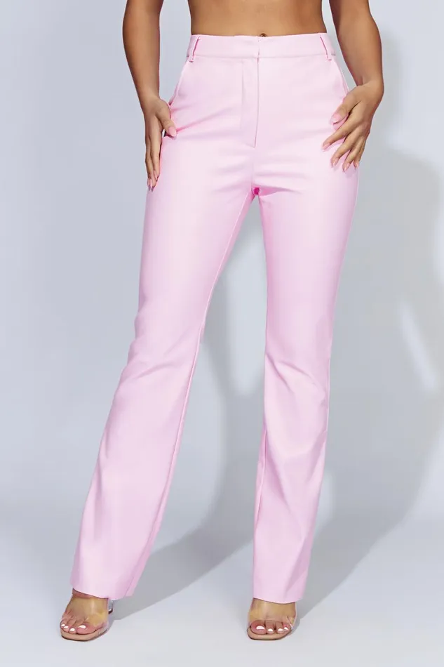 Meshki Pants Tyra Straight Leg Faux Leather Pants 8211 Baby Pink Babypink 8211 Women