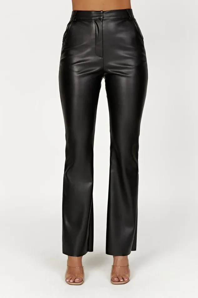 Meshki Pants Tyra Straight Leg Faux Leather Pants 8211 Black Black 8211 Women