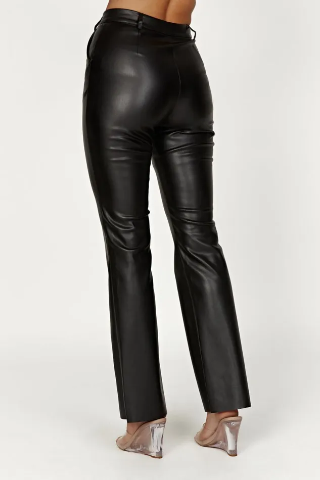 Meshki Pants Tyra Straight Leg Faux Leather Pants 8211 Black Black 8211 Women