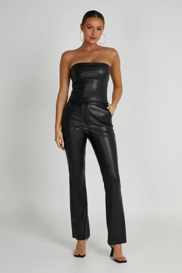Meshki Pants Tyra Straight Leg Faux Leather Pants 8211 Black Black 8211 Women