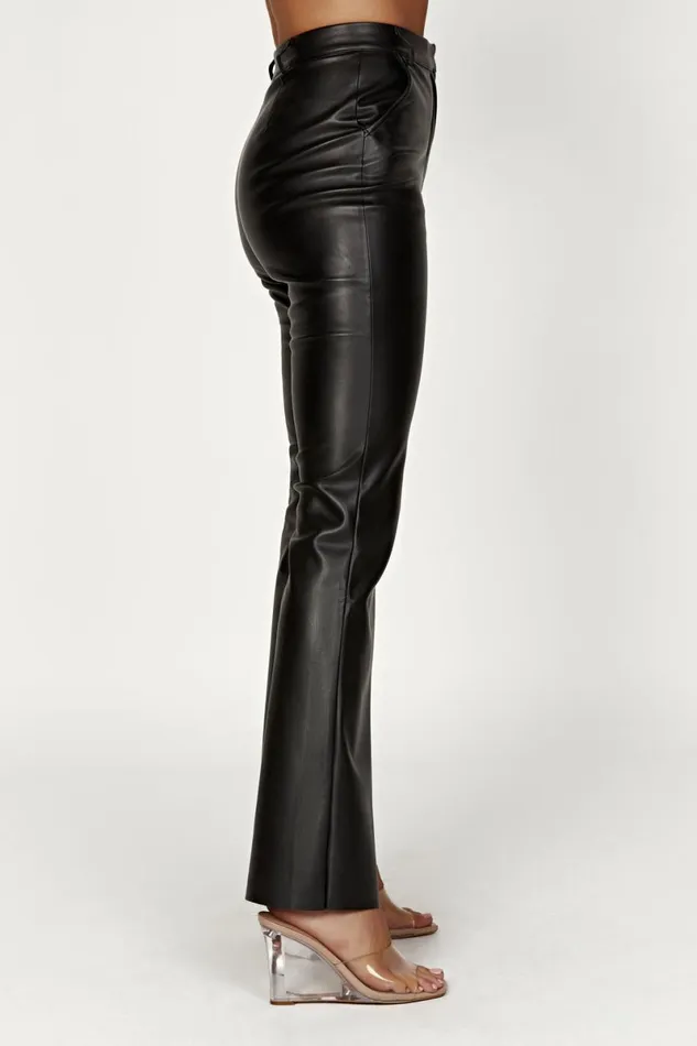 Meshki Pants Tyra Straight Leg Faux Leather Pants 8211 Black Black 8211 Women