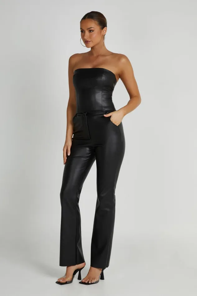 Meshki Pants Tyra Straight Leg Faux Leather Pants 8211 Black Black 8211 Women