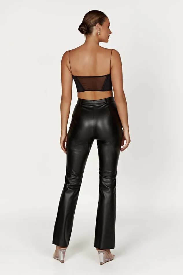 Meshki Pants Tyra Straight Leg Faux Leather Pants 8211 Black Black 8211 Women