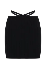 Meshki Skirts Celine ALine Extreme Rib Mini Skirt 8211 Black Black 8211 Women