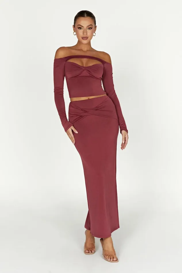 Meshki Skirts Ceri Maxi Twist Skirt 8211 Wine Wine 8211 Women