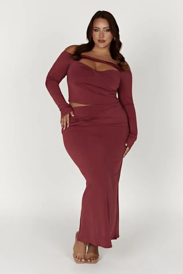 Meshki Skirts Ceri Maxi Twist Skirt 8211 Wine Wine 8211 Women