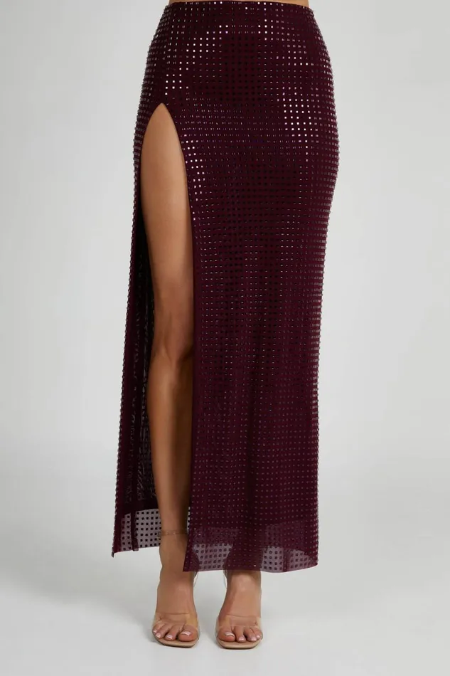 Meshki Skirts Ellery Square Diamante Maxi Skirt 8211 Berry Berry 8211 Women