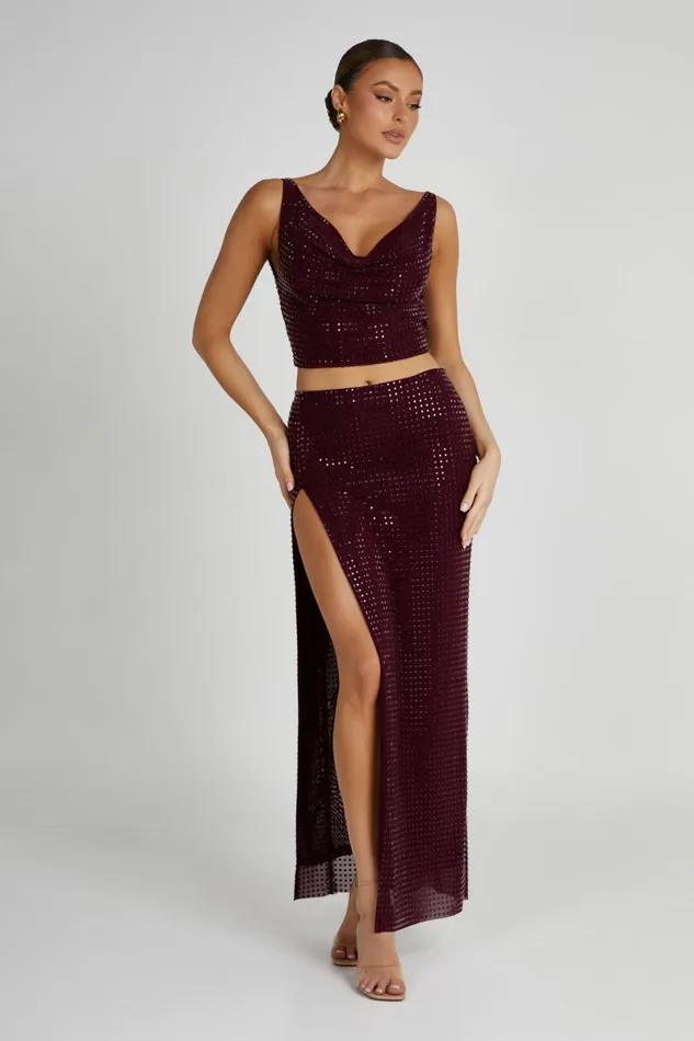 Meshki Skirts Ellery Square Diamante Maxi Skirt 8211 Berry Berry 8211 Women